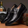 Classic Crocodile Texture Shoes Glossy Oxford Style For Men Business Formal Wear